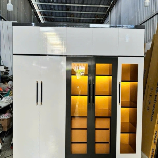 Tủ quần áo nhựa mẫu hiện đại có led